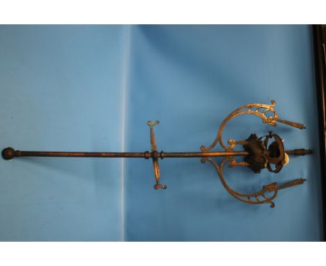 AN ANTIQUE VICTORIAN BRASS GAS LAMP WITH ORIGINAL FITTING