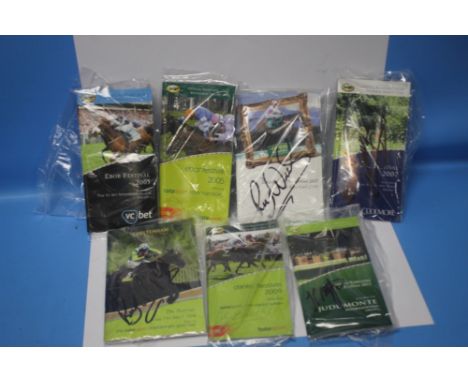 A COLLECTION OF SIGNED RACECARDS TO INCLUDE YORK 2011 JOHNNY MURTAGH, CHELTENHAM FESTIVAL 2009 RUBY WALSH, YORK 2009 PAT EDDE