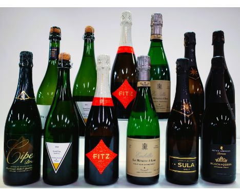 12 BOTTLES CANADIAN, FRENCH, SPANISH, AUSTRALIAN AND JAPANESE SPARKLING WINESummerhill Pyramid Winery Cipes Brut NV; Félix So