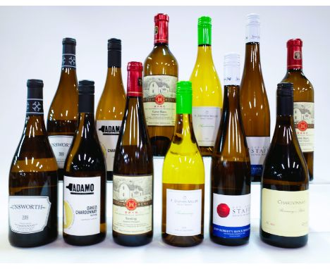 12 BOTTLES AMERICAN AND CANADIAN WHITE WINEUnsworth Vineyards 2 x Chardonnay 2019; Adamo Estate Winery 2 x Grower's Series Oa