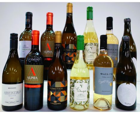 12 BOTTLES GREEK WHITE WINEKir Yianni Assyrtiko The North 2021; Alpha Estate Malagouzia 2021 and 2 x Sauvignon Blanc 2021; La