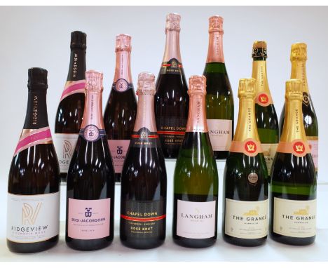 12 BOTTLES ENGLISH SPARKLING ROSÉ WINERidgeview 2 x Fitzrovia Brut NV; Busi Jacobsohn Wine Estate 2 x Extra Brut 2018; Chapel