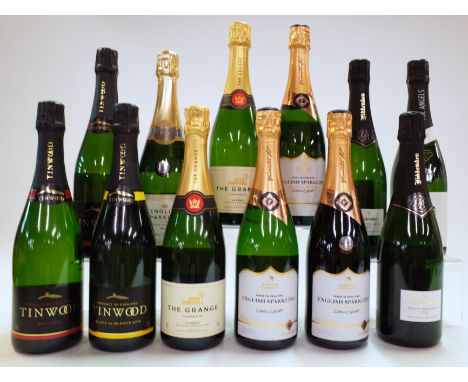 12 BOTTLES ENGLISH SPARKLING WINETimwood Estate 2 x Brut 2019 and Blanc de Blancs Brut 2018; Tesco Finest Hush Heath Estate; 