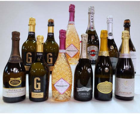 12 BOTTLES SPARKLING WINEBrown Brothers Patricia 2015; Casa Gheller 3 x Valdobbiadene Prosecco Superiore Extra Dry; Lidl Pros