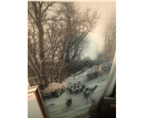 Signed large Lithograph Joseph Farquharson with gallery blind stamp also signed Herbert Ledcole 