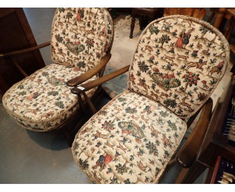 Pair of Ercol low armchairs