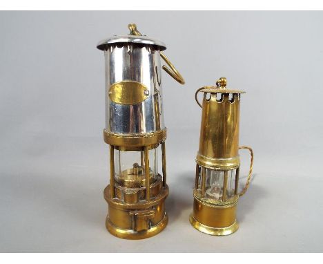 A J. H. Taylor Ltd, Wigan safety lamp, and a smaller example with conversion to electric lamp (untested, sold as decorative i