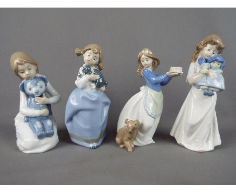 Nao - Four Nao figurines depicting young girls, largest approximately 20.5 cm (h). [4]Condition Report: Items appear in excel
