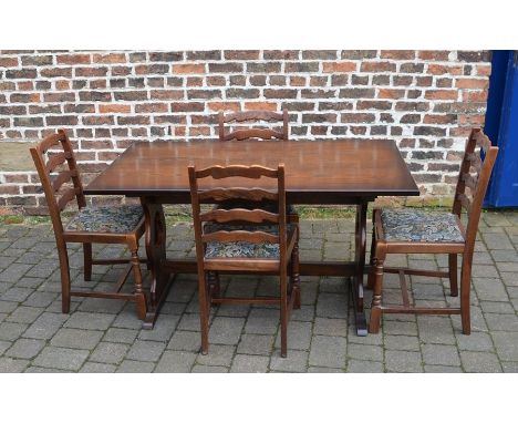 Reproduction Refectory table 136 cm x 78 cm and 4 ladder back chairs