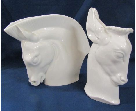 Royal Worcester porcelain horse head vase and deer head vase H 29 cm and 31 cm