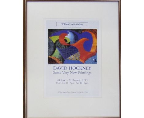 David Hockney (b.1937) framed lithographic exhibition poster print William Hardie Gallery 1993 42.5 cm x 52.5 cm (size includ