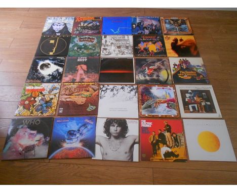 Approximately 60 LP records including The Doors, Iron Maiden, Neil Young, Bob Dylan, The Beach Boys, Roy Harper etc