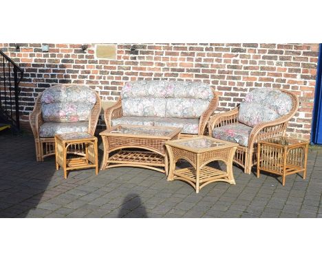 Conservatory suite consisting of 2 seater sofa, 2 chairs and 4 tables