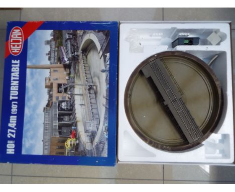 Heljan - an HO scale 27,4m  (90') model turntable, DC-version # 89011, with controller, appears g in original box with intern