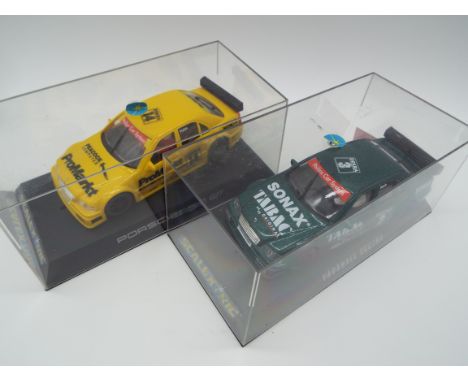 Scalextric - two 1:32 scale model slot Sports Racing Cars, Vauxhall Vectra and Porsche 911 GT1 as illustrated, both appear mi