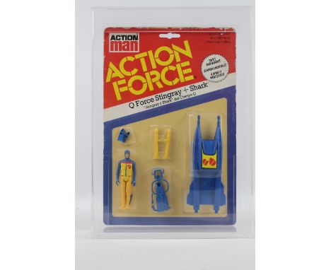 Action Man - Action Force - Palitoy - Q Force Stingray + Shark. A 'Q Force Stingray + Shark' Figure MOC, Unopened, in Clear A