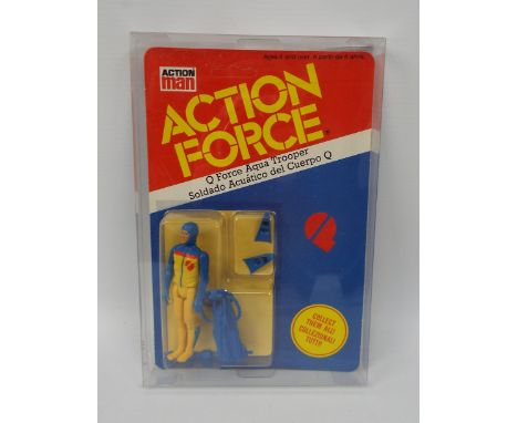 Action Man - Action Force - Q Force Aqua Trooper. A 'Q Force Aqua Trooper' Figure MOC Unpunched, Unopened, in Clear Deflector