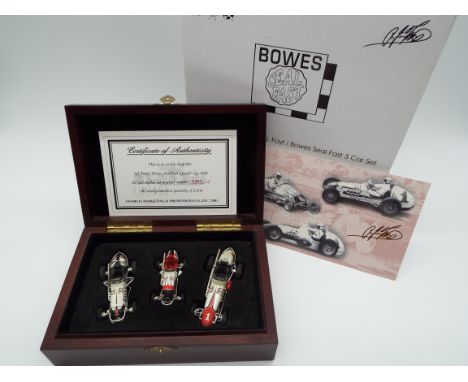 A J Foyt / Bowes Seal Fast special 1:43 scale diecast replica set comprising three motor racing cars issued in a limited edit