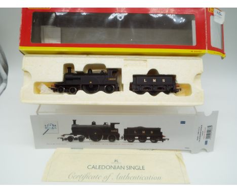 Hornby - an OO gauge model 4-2-2 locomotive and tender, label on box indicates DCC fitted, digital Sound (unchecked), Caledon