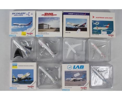 Herpa Wings - 6 x boxed Aircraft models in 1:500 scale including Boeing 767-300, Boeing 767 200, Airbus A310-300 and similar 