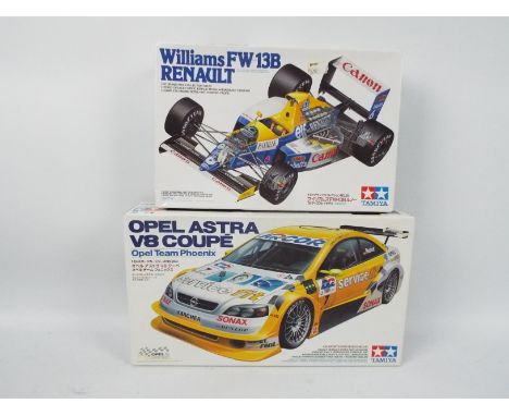Tamiya - 2 x boxed model kits, Opel Astra V8 Coupe in 1/24 scale # 24243-2800 and a Williams Renault FW13B in 1/20 scale # 20