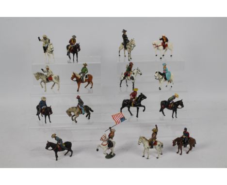 Timpo - Britains - Others - A collection of sixteen mounted Western themed metal figures by various manufacturers. Lot includ