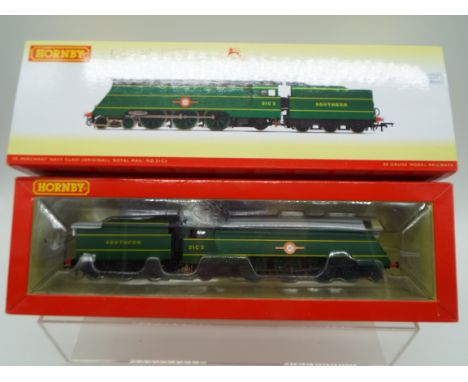 Hornby - an OO gauge model 4-6-2 locomotive and tender, label on box indicates DCC fitted, digital Sound (unchecked), Merchan
