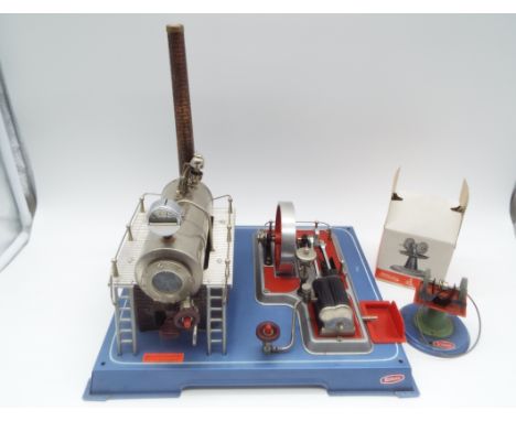 Wilesco - a boxed Wilesco Steam Engine (Dampfmaschine) # D20 - included in the lot is a Wilesco two-wheel grinder in vg condi