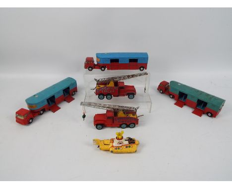 Corgi Toys - Six unboxed collectible diecast model vehicles from Corgi Toys. Lot includes Corgi #803 'The Beatles Yellow Subm