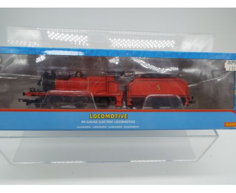 Hornby Thomas and Friends - an OO gauge model 2-6-0 locomotive and tender, 'James the Red Engine' label on box indicates DCC 