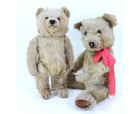 Two post-war Chiltern mohair Teddy bears, golden mohair bear Ting-a-Ling with orange glass eyes, clipped muzzle, stitched nos