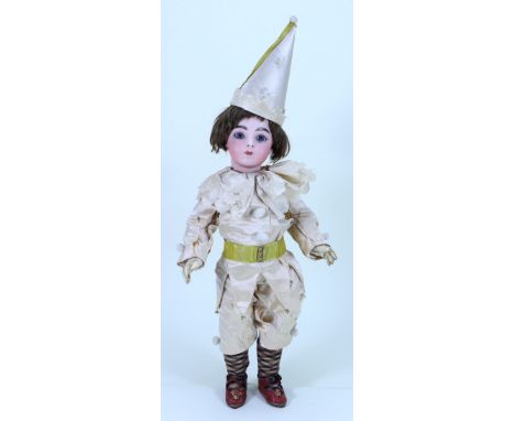 A beautiful Bru Jne bisque head Bebe doll , size 7, by Leon Casimir Bru, French circa 1879, the pale bisque head with fixed b