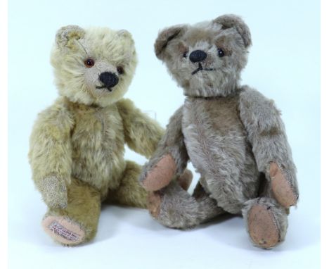 Two small Chad Valley mohair Teddy bears, 1930s, golden mohair bear with orange glass eyes, clipped muzzle, stitched nose and