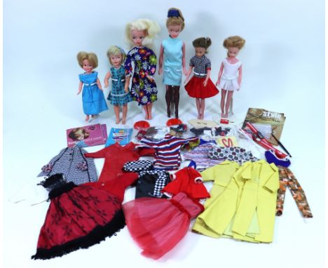 Vintage Sindy, Tressy, Patch and other dolls and large collection of outfits, 1960s, vintage Hong Kong and English made dolls