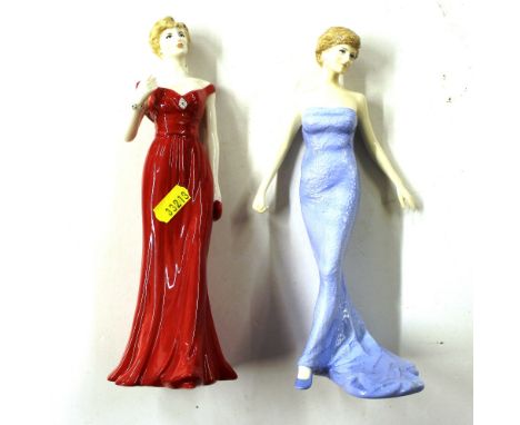 A Royal Doulton and a Royal Worcester figure, each in the form of Princess Diana