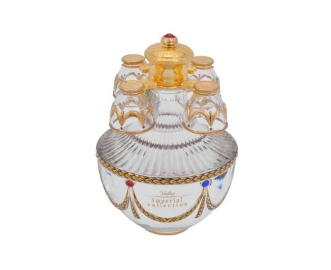 Fabergé Art's Applied Craft Ltd., The Imperial Collection, a gilt metal and faux agate egg shaped decanter case, circa 2006, 