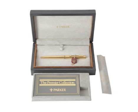 Parker, Premier, a gold coloured propelling pencil, with an arrow clip, stamped with a French eagle head poincon, with a Park