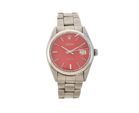 Rolex, Oysterdate Precision, Ref. 6694, Stainless steel bracelet watch with aftermarket painted red dial, no. 2913316, circa 