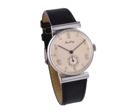 Breitling,   Stainless steel wrist watch, no. 38510, circa 1940   Movement: Manual wind, 15 jewels   Case: Stainless steel ca