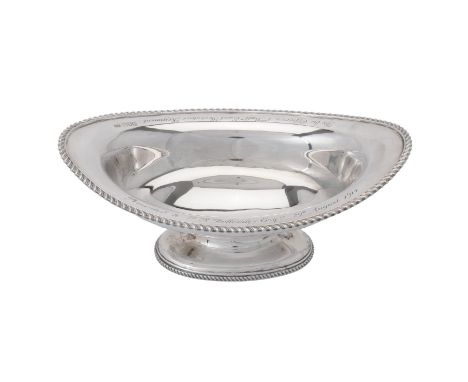 [WWI interest] An Edwardian silver oval pedestal dish by Munsey &amp; Co., London 1909, stamped for Munsey &amp; Co., Cambrid