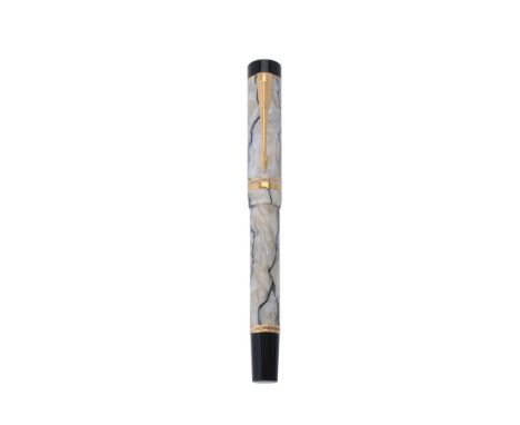 Parker, Duofold Centennial, a pearl marbled fountain pen, the cap with gilt arrow clip and double cap band, the medium nib st