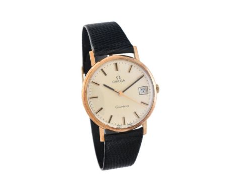 Omega, 9 carat gold wrist watch, no. 1325017, circa 1973   Movement: Cal. 1030, manual wind   Case: 9 carat gold case, snap c