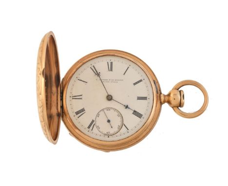 E. Howard &amp; Co., Boston   Gold coloured full hunter pocket watch, no. 4724   Movement: Three quarter plate, lever escapem