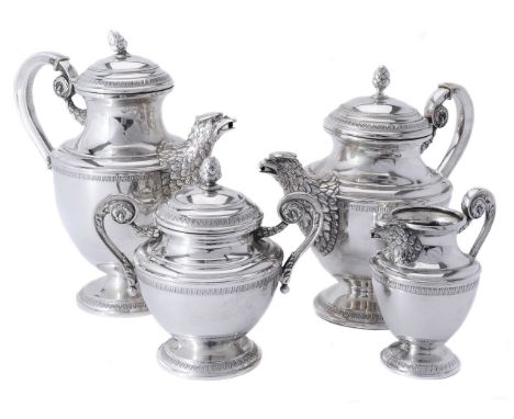 An Italian silver four piece tea and coffee service by SIAP, Alessandria, pre 1934, .800 standard, early 20th century, with p