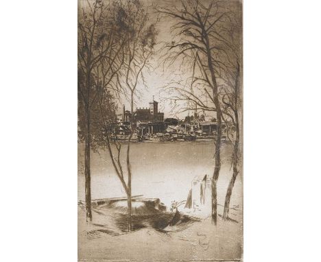 Theodore Casimir Roussel (French, 1847-1926), Laburnums at Battersea (c.1879), drypoint etching, signed to a tab below, 34 by