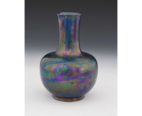 Ruskin Pottery, a Kingfisher lustre vase, 1921, bulbous ovoid form, impressed marks, 17cm high