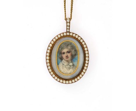 Attributed to Richard Cosway R.A. (British, 1742-1821), an oval bust portrait miniature of Anne Templer, Lady de la Pole (175