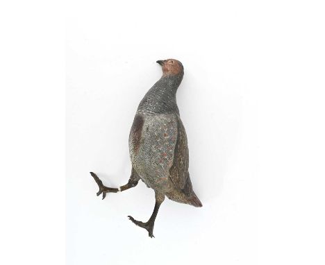 Franz Xavier Bergman (Austrian, 1861-1936), model of an English Partridge, stamped B amphora mark, cold painted bronze, 24cm 