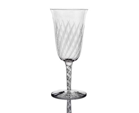 Harry Powell for James Powell and Sons, Whitefriars, an Arts and Crafts air twist wine or Champagne glass, circa 1890, the be