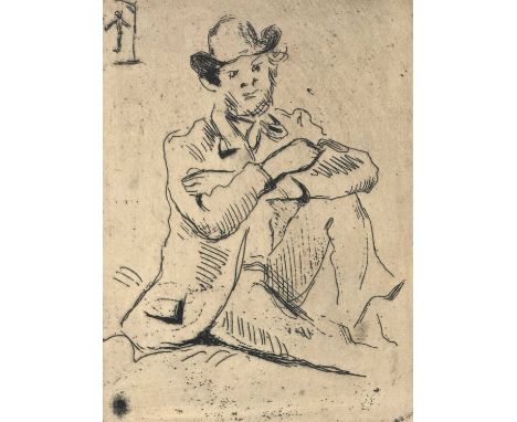 Paul Cezanne (French, 1839-1906), portrait of Armand Guillaumin (1873), etching, 15 by 10.5cm, gilt frame